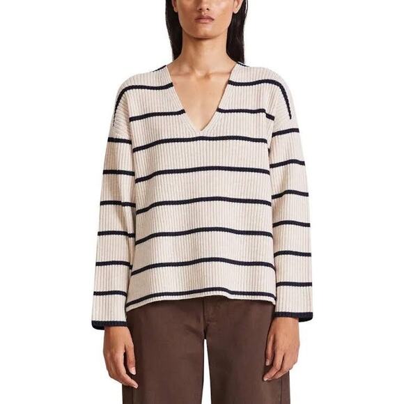Apiece Apart Maru V Neck Wool Sweater Striped Sz Small - Picture 1 of 6
